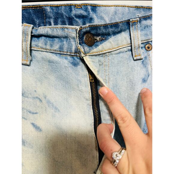 Vintage Levi’s Tie Dye 505 Style Wide Leg Bleached Washed Loose Fit Denim Jeans - Picture 5 of 10